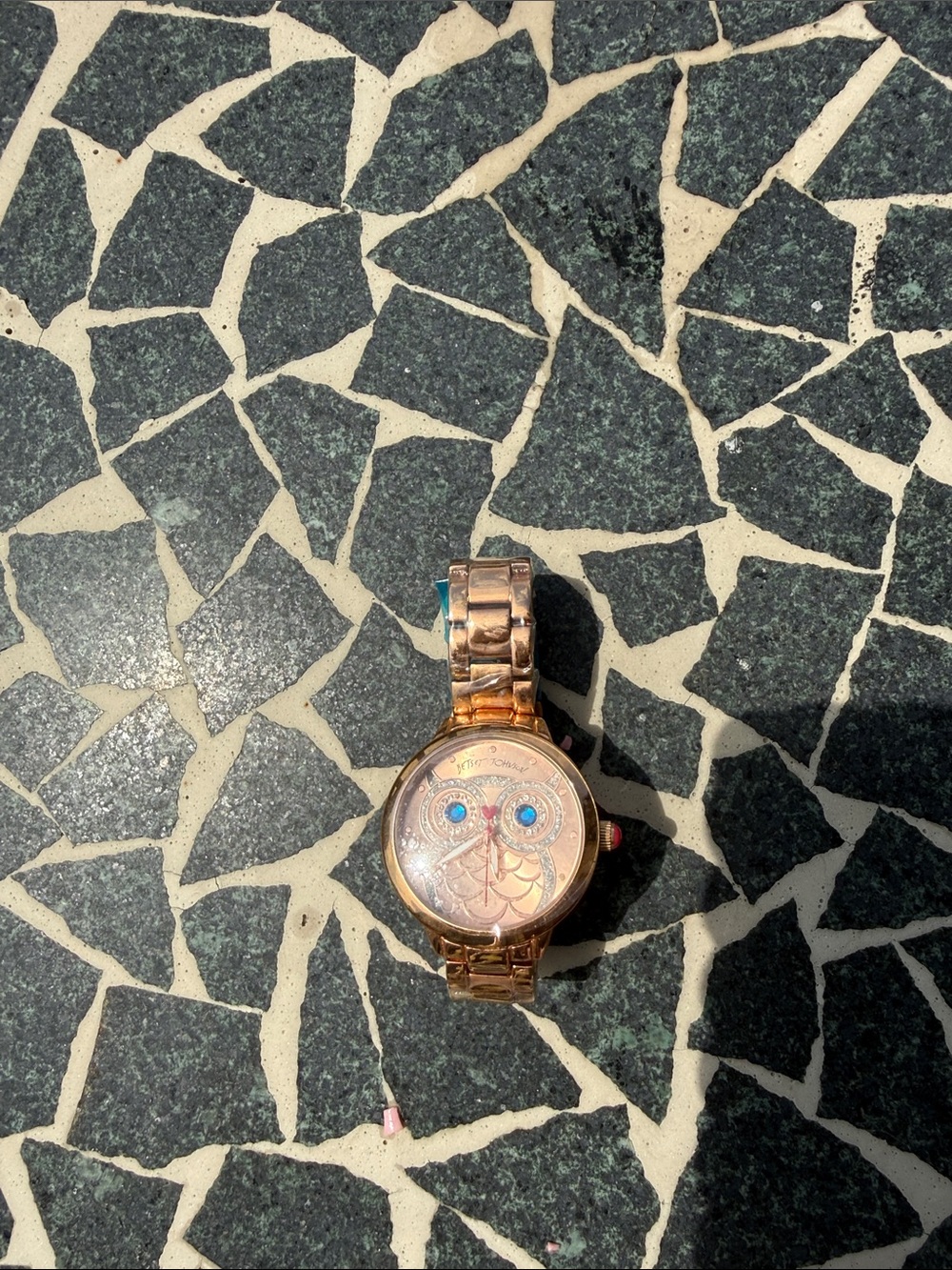 Betsey Johnson Rose Gold Owl Accent Bracelet Watch